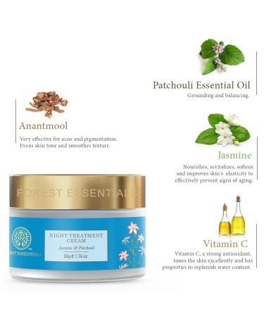 Buy Forest Essentials Night Treatment Cream Jasmine & Patchouli - 50g | Best Night Cream for Glowing Skin | International Shipping Available - Buy Online on GoSupps.com