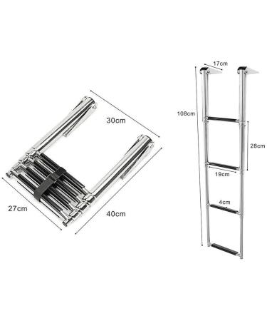 Stainless Steel Telescoping 4 Step Ladder | 600 lb Capacity | Marine Yacht & Swimming Pontoon - Buy Online on GoSupps.com