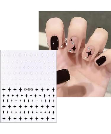 CHANGAR 6 Sheets Starlight Nail Stickers Black White Star Bow Heart Nail Decals Bowknot Nail Design Starlight Nail Supplies for Women Manicure Nail Decoration Accessories - Buy Online on GoSupps.com