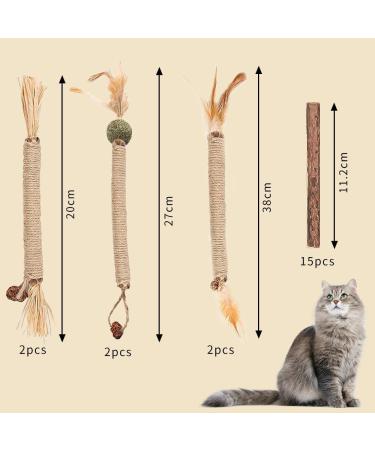 Hiqe-fl Cat Toy Set - 6pcs Catnip Sticks & 15pcs Dental Toys for Cats - Matatabi Chewing Wood - Safe & Natural Chewing Toy - Buy Online on GoSupps.com