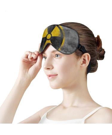 Yellow Nuclear Radioactive Symbol Reactor Sleep Mask - Adjustable Strap Eye Cover for Men and Women - Blocks Light for Travel and Nap - Buy Online on GoSupps.com