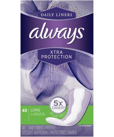 Always Dailies Xtra Protection Long Liners 40 ea - Pack of 2 | 80 Count Total - Buy Online on GoSupps.com