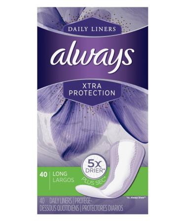 Always Dailies Xtra Protection Long Liners 40 ea (Pack of 2) 40 Count (Pack of 2)