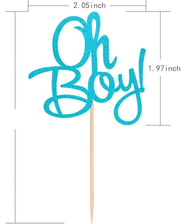 ALISSAR 24-Pack Glitter Blue Oh Boy Cupcake Toppers Cupcake Topper Picks for It'a A Boy Baby Shower Party Decoration Supplies - Buy Online on GoSupps.com