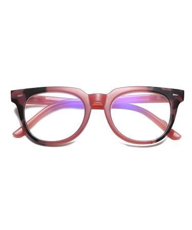 100 CLASSIC Blue Light Blocking Glasses Computer/Reading/Gaming/TV/Phones Glasses for Women Men Anti Eyestrain & UV Glare Pink Clear