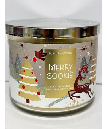 Bath & Body Works Merry Cookie Scented Candle 3 Wick 14.5 OZ (Label Artwork Varies)