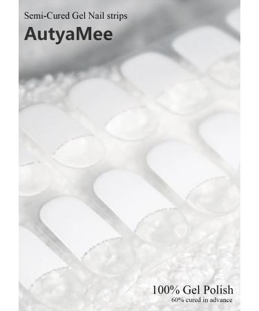 Buy Semi Cured Gel Nail Strips - 20 PCS White Tip Clear Base | UV Required Salon Quality Gel Nail Wraps Easy to Use - Buy Online on GoSupps.com