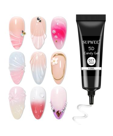 SUPWEE 3D Nail Art Gel 15g Transparent 3D Sculpture Multifunction DIY Painting 5D Nail Polish 3D Embossed Candy Nail Art Manicure Decoration