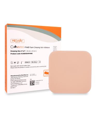 MedVance PHMB Waterproof Non-Adhesive Hydrophilic Foam Dressing 4"X4" Box of 5 dressings
