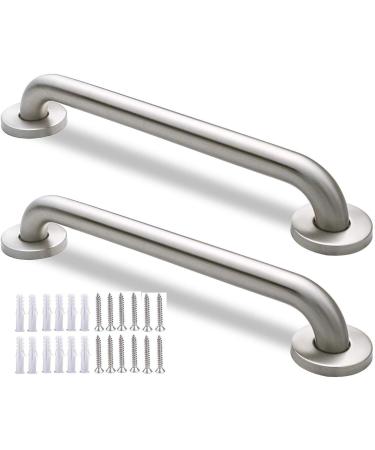 2 Pack 16 inch Stainless Steel Bath Grab Bar Shower Safety Handle for Bathtub Toilet Bathroom Stairway Handrail 16in x 1.25in Concealed Flanges 500lbs Loading Capacity