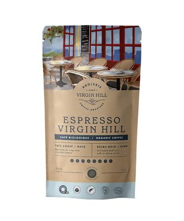 Virgin Hill Coffee - Organic Espresso Virgin Hill - Extra Bold Intensity & Extra Dark Roast - Three Quarters of a Pound of High-Grade Ground Coffee - 12oz / 340 grams Ground 12oz. / 340 grams