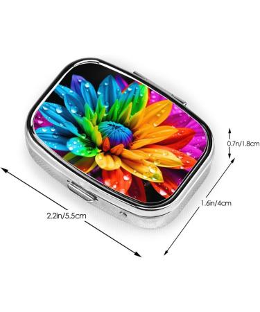 Colorful Flowers Small Pill Case - 2 Compartment Travel Pill Box & Organizer for Purse - Perfect Gift - Buy Online on GoSupps.com