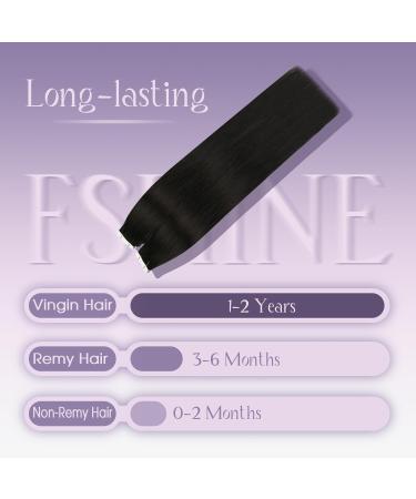 FSHINE Tape Extensions - Black Remy Tape-In Hair Extensions 35cm 20g Real Virgin Hair 10 Pieces #1B - Buy Online on GoSupps.com