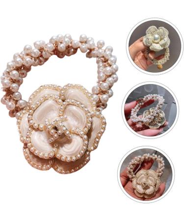 minkissy Hair Ring Camellia Hair Rope Flower Hair Band Bowknot Hair Pearl Ponytail Holder Crystal Bow Hair Band Hair Ties for Women Elastic Hair Bands Child Bracelet Girl Cotton Linen White - Buy Online on GoSupps.com