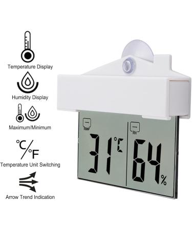 Yunseity Digital Thermometer Hygrometer for Reptiles | LCD Hygrometer with Suction Cup for Terrarium - Accurate Temperature & Humidity Monitoring - Buy Online on GoSupps.com