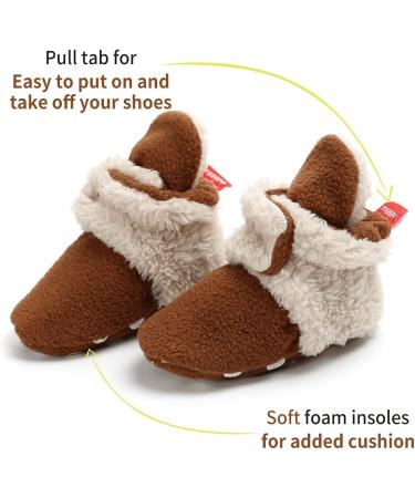 EDOTON Unisex Newborn Winter Boots - Warm Stripe Non-Slip Bootie Sock 12-18 Months (Coffee) - Buy Online on GoSupps.com