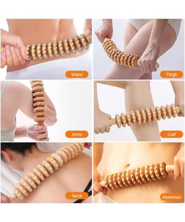 Riisoyu Wood Massage Roller Set - Fascia Trigger Point Relief Tool for Back Legs Neck & Muscle Relaxation - Buy Online on GoSupps.com