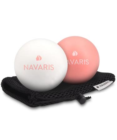 Navari's massage ball 2 Set fascia massage - Self -massage fascia ball lacrosse ball trigger point - foot roller trigger points white - pink