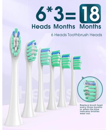 YteaTh Sonic Electric Toothbrush - Rechargeable for 180 Days - 6 Brush Heads - Typc C Cable - Purple - Adults and Kids - Buy Online on GoSupps.com