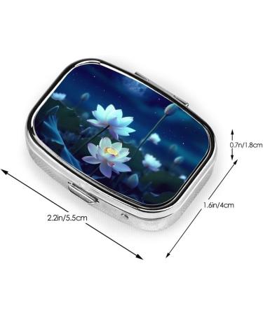 Night Lotus Flowers Printed Square Pill Box | Portable Travel Medicine Organizer | Shop Now for International Shipping - Buy Online on GoSupps.com