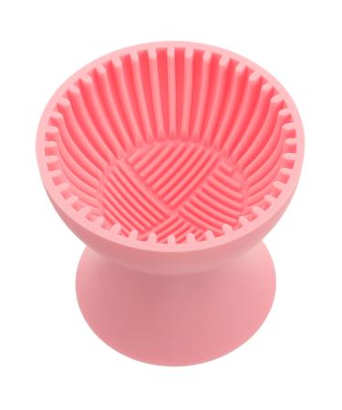 FOMIYES Makeup Brush Cleaner Cup Silicone Makeup Cleaning Brush Scrubber Bowl Cosmetic Brush Cleaning Pad Portable Brush Washing Tool Beauty Sponge Cleaner Pink