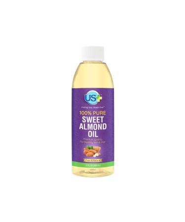 Us+ 100% Pure Sweet Almond Oil - Cold-pressed, Unrefined, Hexane-free - Premium Quality for Healthy Skin & Hair (10oz)
