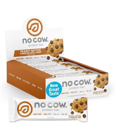No Cow Protein Bar Peanut Butter Chocolate Chip  12 Bars 2.12 oz (60 g) Each - Buy Online on GoSupps.com