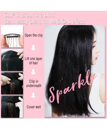 6 Pcs Clip in Hair Tinsel Kit - Galaxy Glitter Tinsel Extensions 19.6 Inch - Heat Resistant Fairy Sparkle Strands - Perfect for Festivals, Parties - Women, Girls, Kids - Buy Online on GoSupps.com