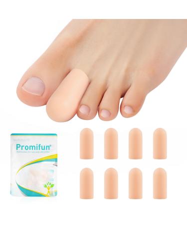 Silicone Toe Protectors - 4 Paris Gel Toe Sleeves Toe Protectors - Toe Caps with Aloe Vera Essential Oils - Toe Cushions for Pain Relief Toe Protection for Corns Calluses (4M) Skin Color Medium(4 Pair)