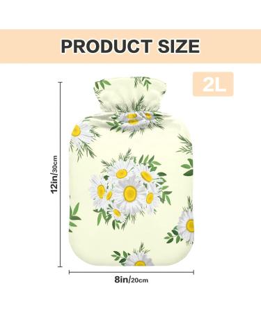Hot Water Bottles with Cover - Daisy Design for Pain Relief | 2 Liter Bed & Foot Warmer for Women & Adults - Buy Online on GoSupps.com