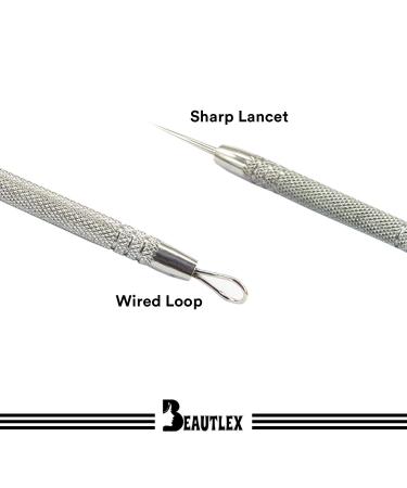 Lancet for Facial Milia & Whitehead Extraction Tool | Double Ended Angled Circle Loop & Sharp Needle | Dermatologist Recommended | Synthetic Leather Storage - Buy Online on GoSupps.com