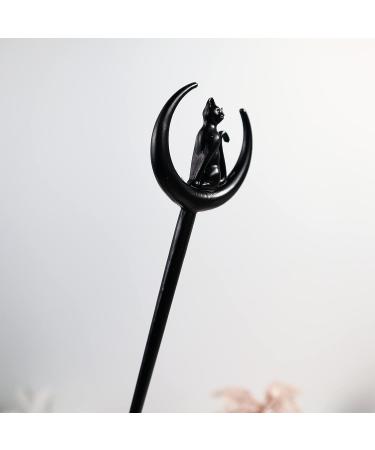 Cat Moon Hair Styling Pins - 2pcs Black Wicca Witch Hair Slide for Women - Buy Online on GoSupps.com