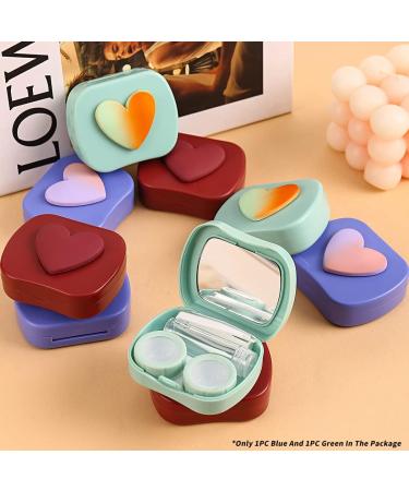 iGeyzoe Cute Love Contact Lens Case (Blue-Green) - Stylish & Functional International Shipping - Buy Online on GoSupps.com