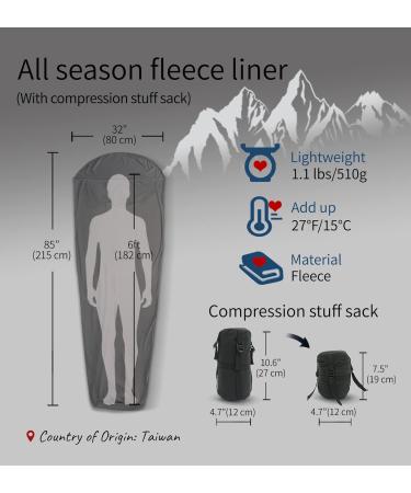 Litume All Season Sleeping Bag Liner - Lightweight Mummy Sack for Backpacking, Camping, and Travel - Adds Up to 27F - Drawstring Hood - No Zipper - Buy Online on GoSupps.com