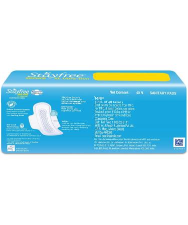Stayfree Secure XL Ultra Thin Dry Cover Sanitary Pads - 40 Pads with Wings - Buy Online on GoSupps.com