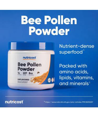 Nutricost Bee Pollen Powder (8 oz) (Unflavored) - 227 Servings Gluten Free Non-GMO Vegetarian Dietary Supplement - Buy Online on GoSupps.com