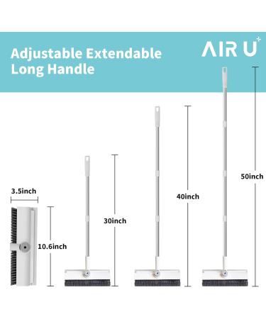 AIR U Floor Scrub Brush with Long Handle 3 in 1 Scrape and Heavy Duty Stiff Bristle Scrubber Brush - White - Buy Online on GoSupps.com