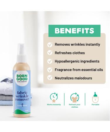 Plant-Based Fabric Wrinkle Remover | Non-Toxic Odor Eliminator & Fabric Refresher | Biodegradable Solution for Up to 30 Shirts (100ml - Buy Online on GoSupps.com