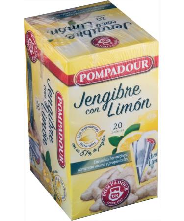 Pompadour Pompadour Ginger Infusion Tea with Lemon 20 Sachets Pack of 2 (Total 40 Bags)