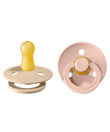 Bibs BPA-Free Natural Rubber Baby Pacifier | Made in Denmark (0-6 Months Blush/Vanilla) 2-Pack
