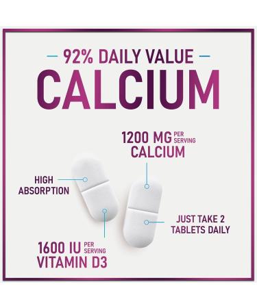 Calcium Supplement 1200 mg - with Vitamin D3 for Best Absorption - Supports Immune Health Bones & Teeth - Natural Calcium Carbonate + 1600 IU of D3 - Bottled in USA for Women & Men - 120 Tablets 120 Count (Pack of 1) - Buy Online on GoSupps.com