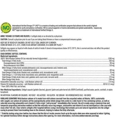 Kirkland Signature 100% Wild Alaskan Salmon Oil 90 EPA 110 DHA 1200mg - 320 Enteric Coated Softgels - Buy Online on GoSupps.com