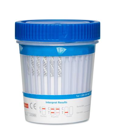 25 Pack 12 Panel Drug Test Screening Cups - Instant Urine Test for 12 Drugs with Temperature Strip - AMP BAR BUP BZO COC MDMA MET MTD OPI OXY TCA THC - Multi Panel Drug Test Kit - Buy Online on GoSupps.com