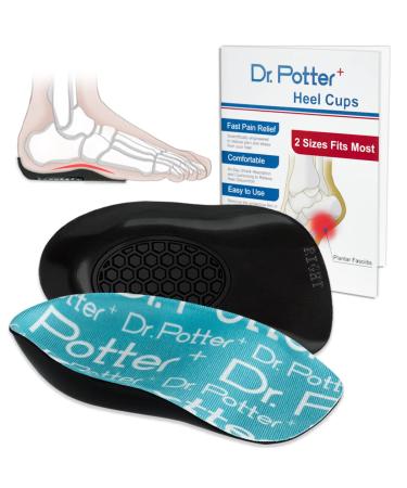 DR. POTTER+ Heel Cups for Plantar Fasciitis Relief  Heel Pads for Heel Pain and Heel Spurs  Heel Insert Provide Support and Cushioning for Men Women (Large W9-13 | M8-13)