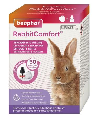 BEAPHAR RABBITCOMFORT - Electric pheromone diffuser for rabbits - Reduces stress and unwanted behavior without dependency or drowsiness - Ready to use - 1 Plug + 1 Refill 48 ML