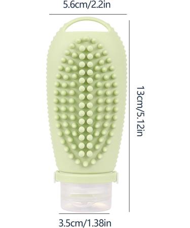 Leakage-Proof Travel Shampoo Bottle - Silicone Toiletry with Massage Brush | Portable Travel Storage - Light Green - Buy Online on GoSupps.com