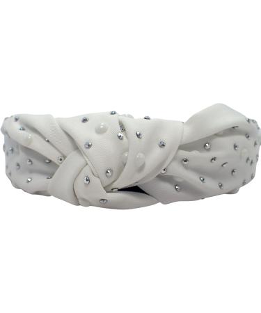 Topkids Accessories Studded Knot Alice Bands Adult Women Hair Accessories for Women Hair Bands for Women Thick Headband Womens Headbands Head Bands Adult Women Wide Headbands (White) - Buy Online on GoSupps.com