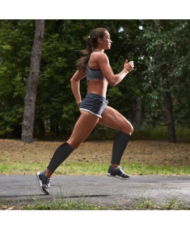 Novetec Calf Compression Sleeves (20-30mmhg) - Leg Support for Running, Cycling, Shin Splints - Relieve Legs Pain - Travel - Medium Black - Buy Online on GoSupps.com
