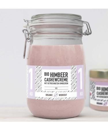 Bio-Berry Cashewm with raspberry vanilla aroma 1 kg |Vegan |Lower-Carb |Without added sugar |With erythritus |White chocolate organic workout cashew raspberry 1 kg (1 Pack)