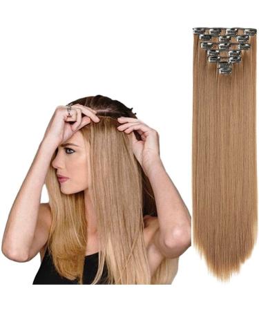 Hair Extensions Clip Long Straight Hairstyle Synthetic Blonde Black Brown Hairpieces Heat Resistant False Hair Accessories - Buy Online on GoSupps.com